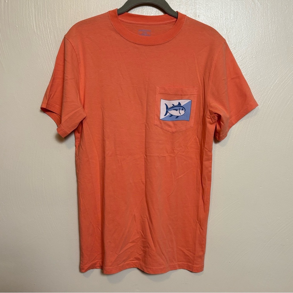 Southern Tide Men’s T Shirt Decal Game Fish 100% Cotton Salmon Pink Orange XS